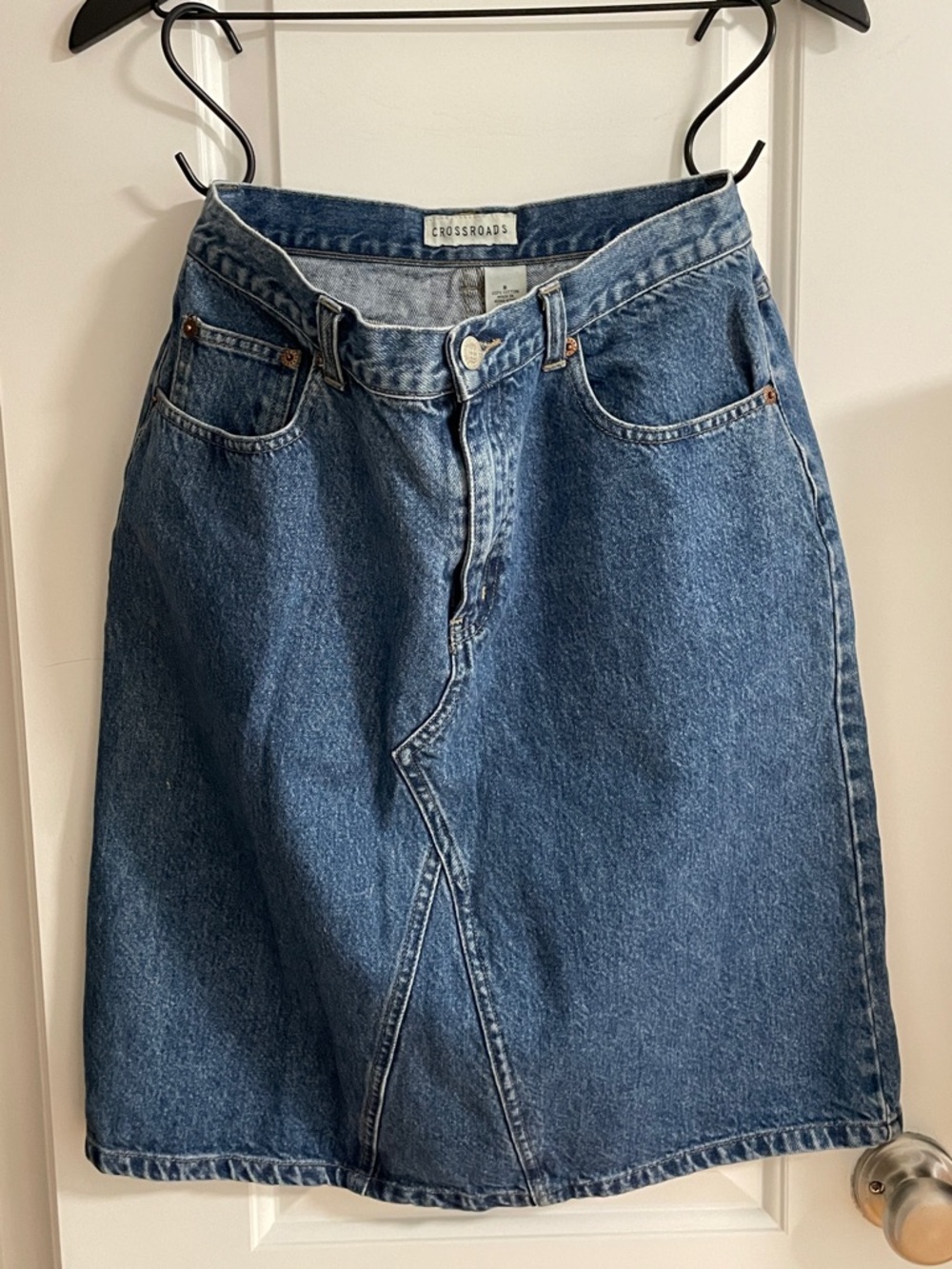Blue Denim Midi Skirt
